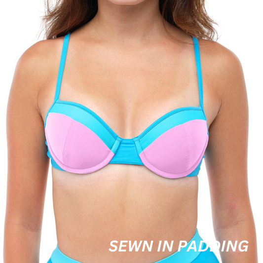 SADIE *REVERSE COLORWAY* Bubble Blue Underwire Bikini Top