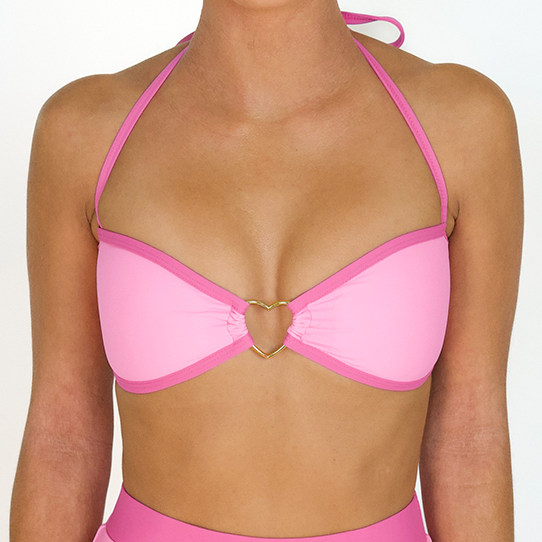 LIZZIE Poppy Pink Heart Bandeau Bikini Top