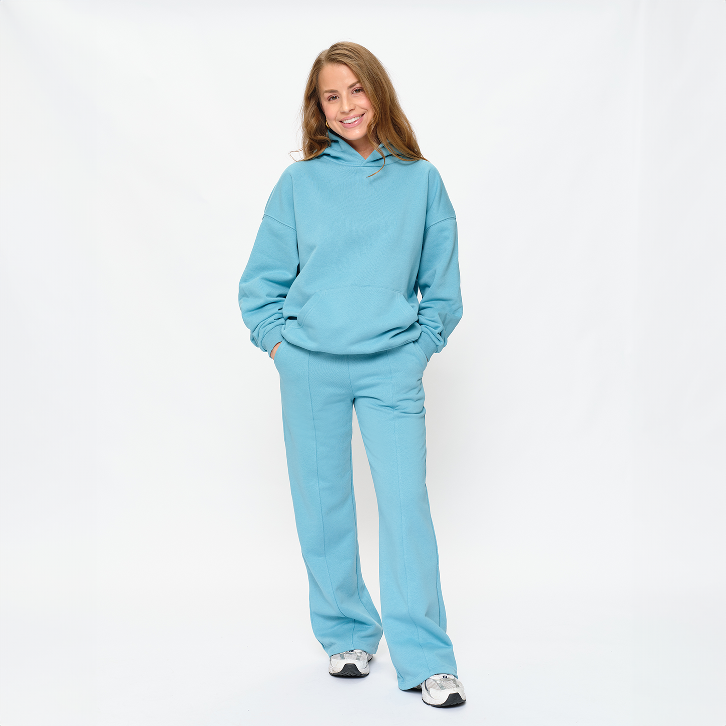 EMERSON Sky Blue Fleece Wide Leg Pant - LONG