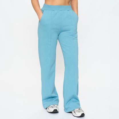 EMERSON Sky Blue Fleece Wide Leg Pant - SHORT